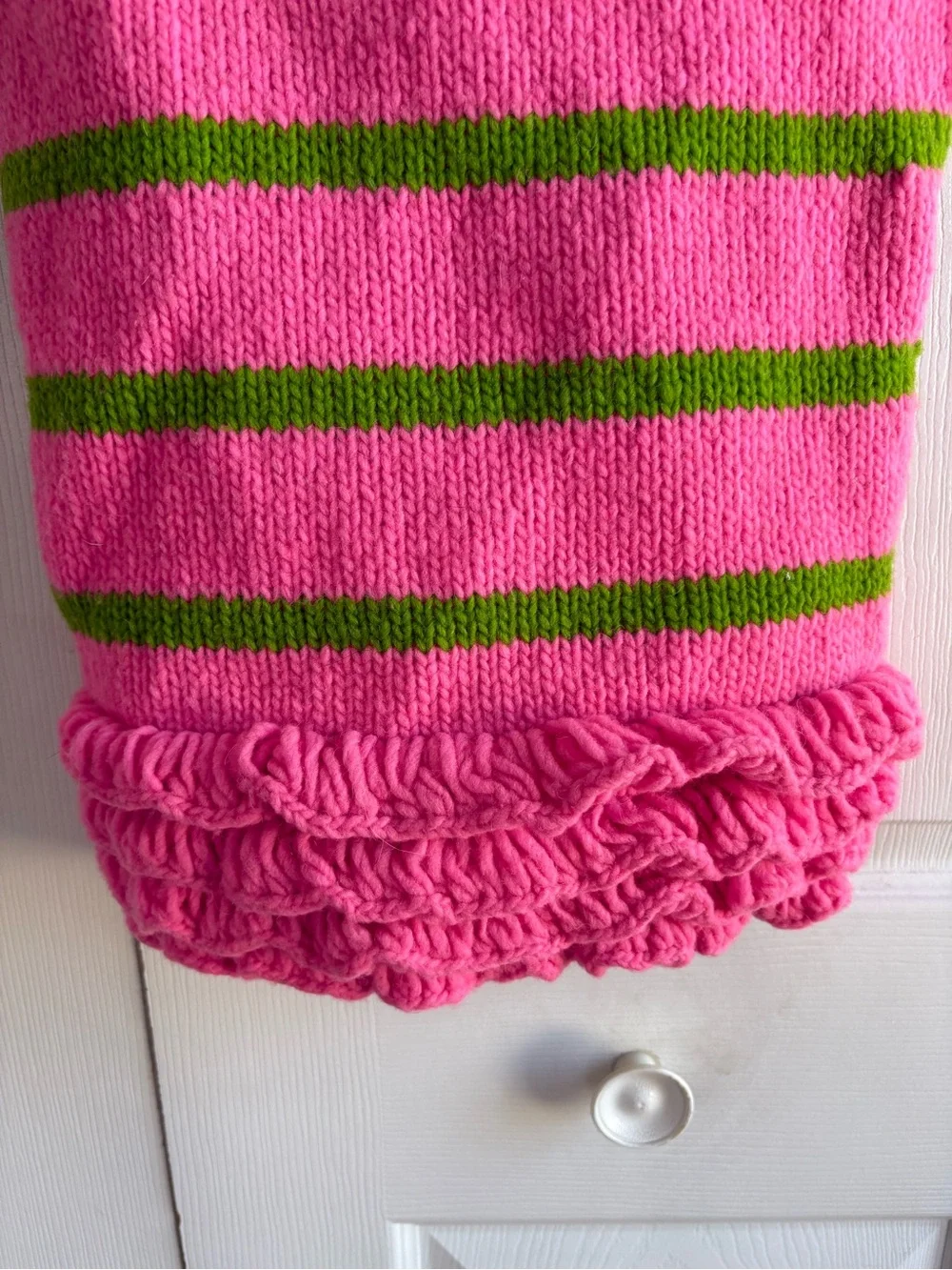 Chilly Dog Bright Pink Green Wool Large Dog Sweater Dress Skirt Floral Warm Cute